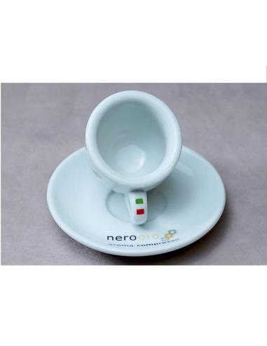 Set da 6 Tazzine in ceramica da Caffè logate NEROORO con Piattino Linea  Napoli