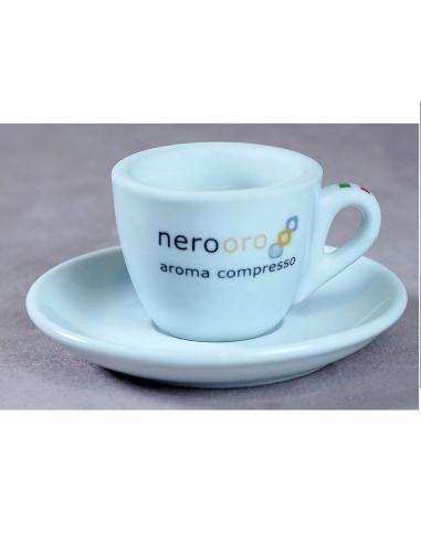 Set da 6 Tazzine in ceramica da Caffè logate NEROORO con Piattino Linea  Napoli